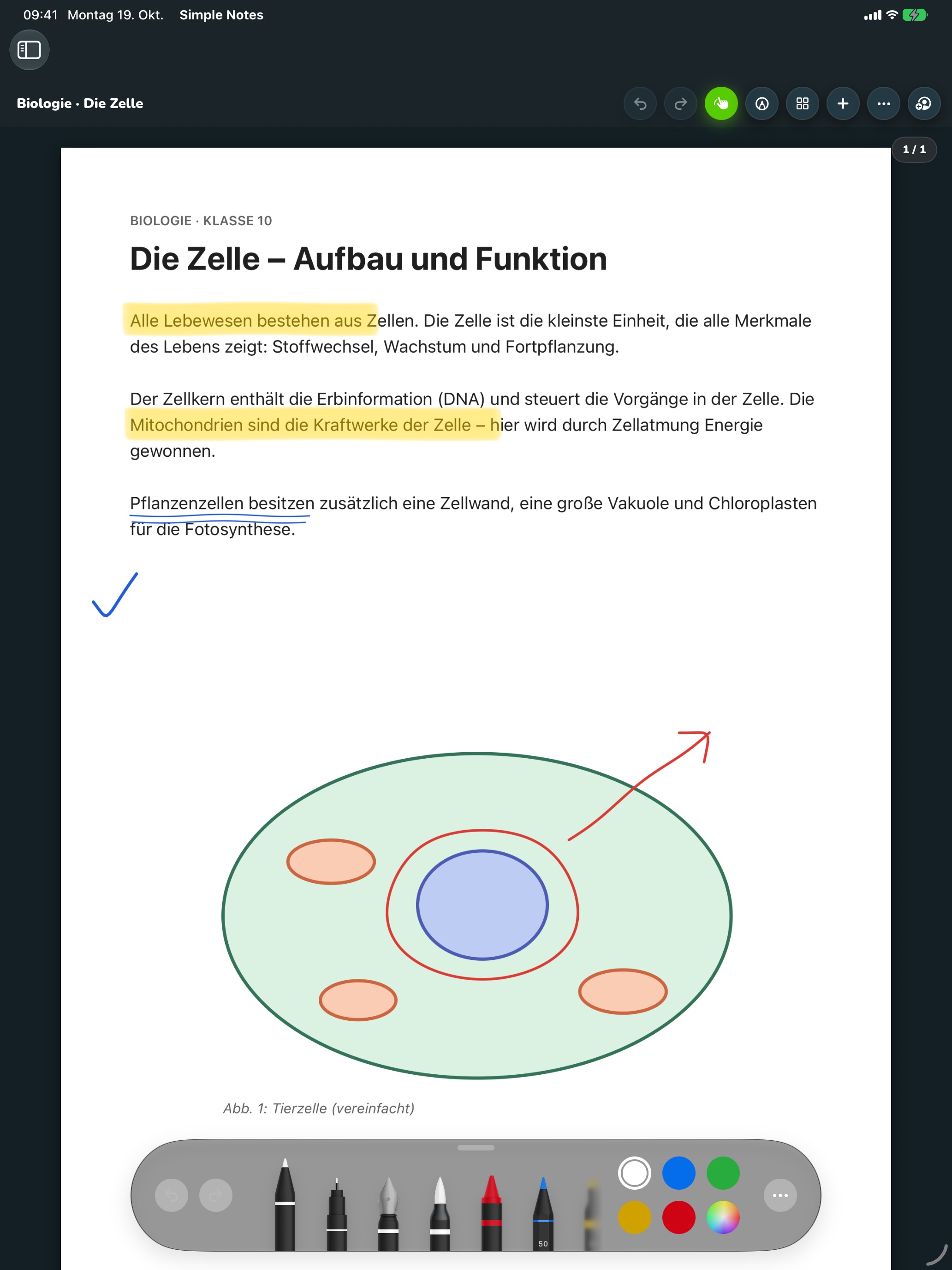 Beschriebenes PDF-Skript in einem Notizbuch
